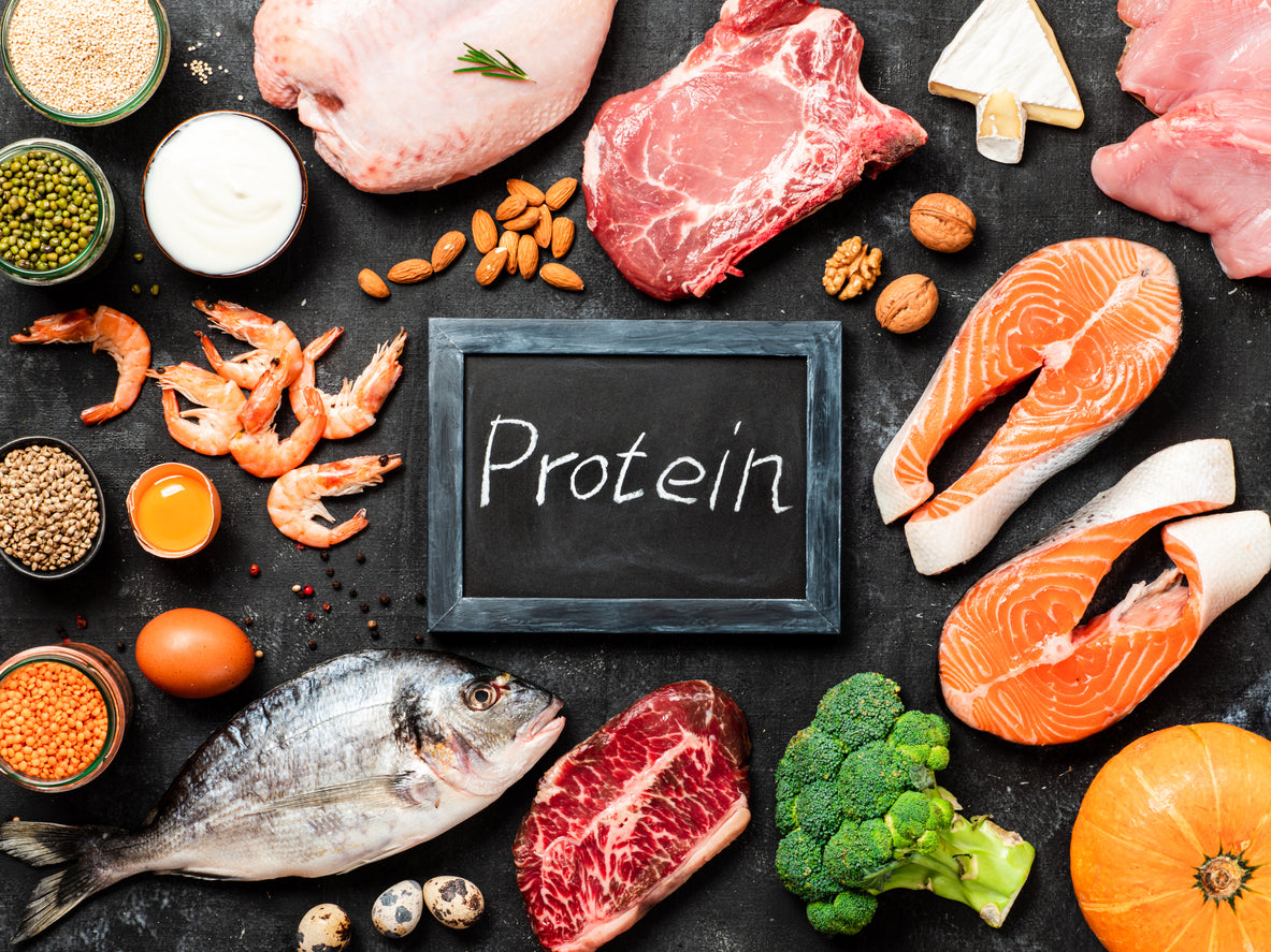 different protein sources red meats, fish, nuts, and vegetables