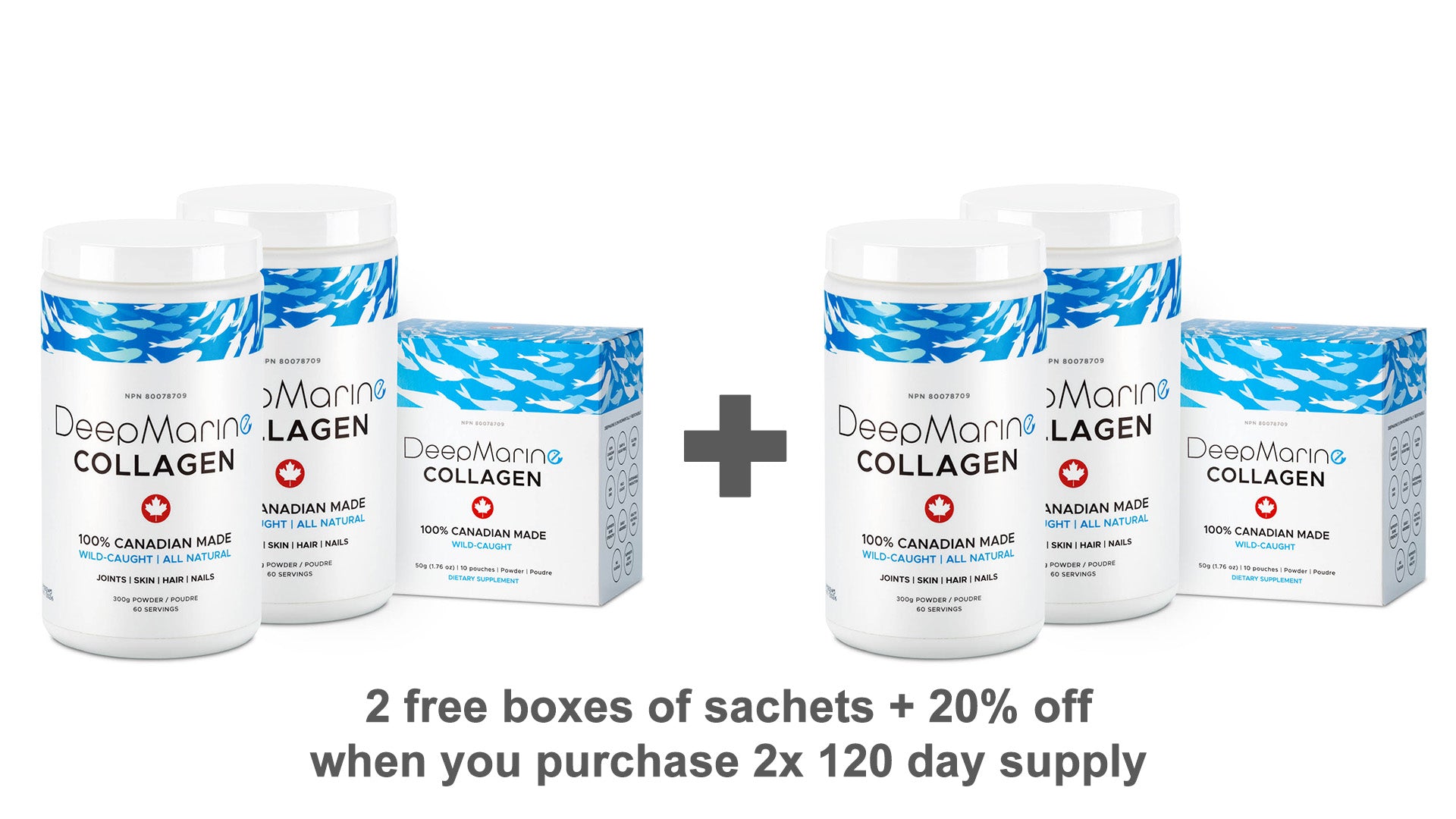 Black Friday Special - Buy 2 x 120 day supply of DeepMarine Collagen - You save 20% + get 2 free boxes of single serve sachets