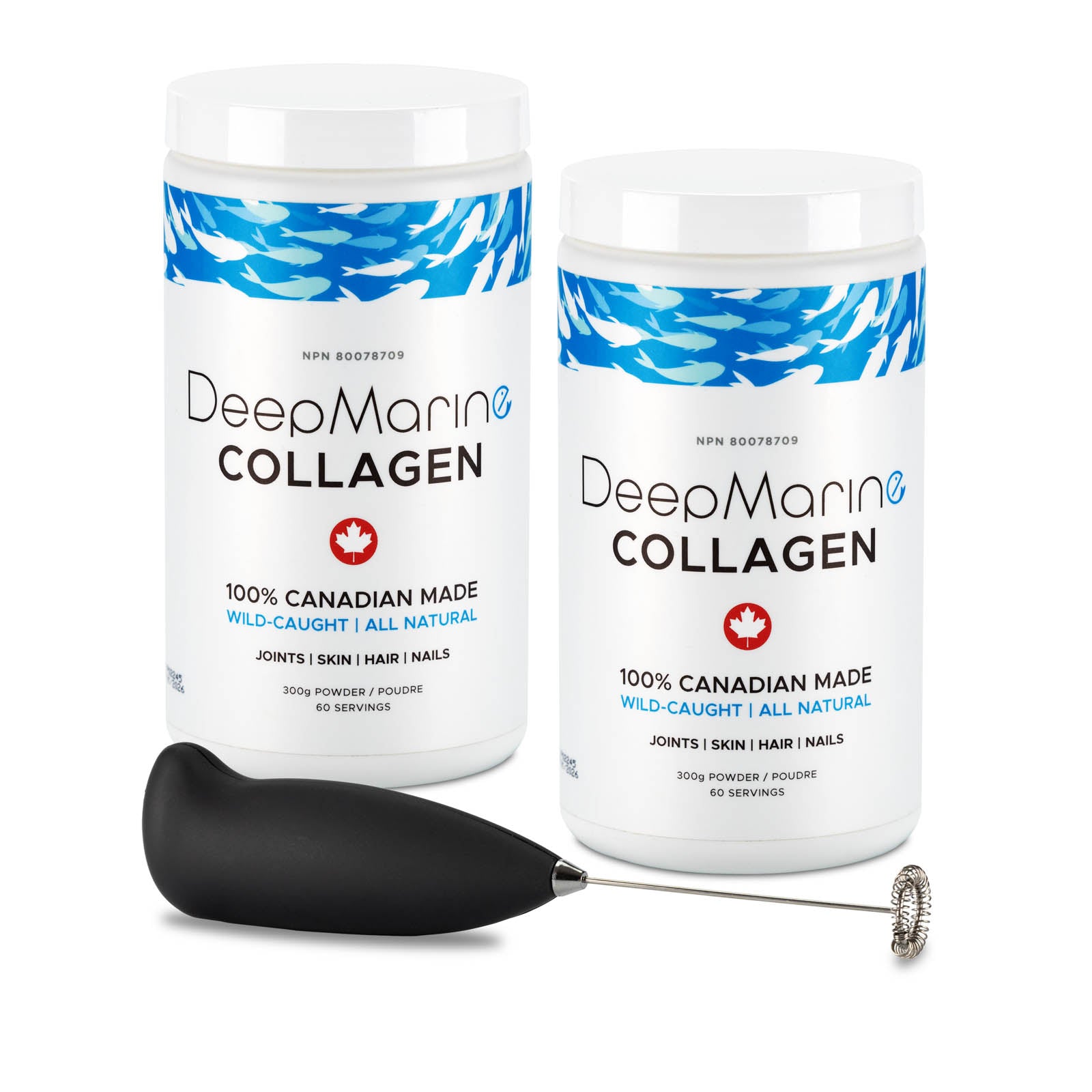 Free frother with purchase of 100% Pure, Canadian-Made Marine Collagen Peptides – 120 Day Supply