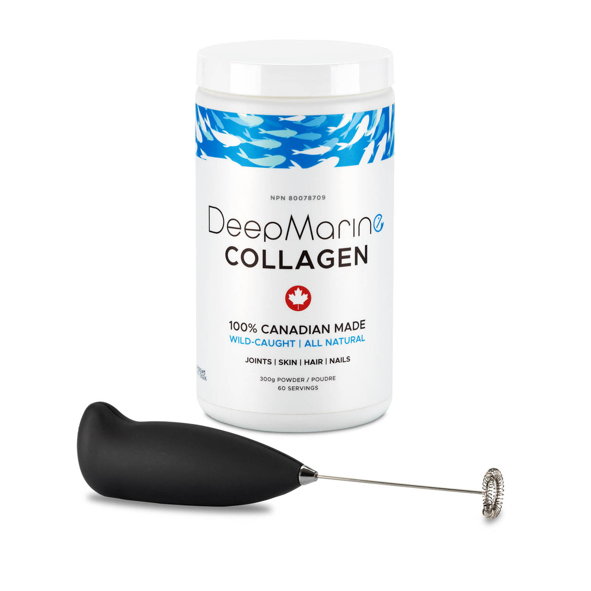 Free frother with purchase of 100% Pure, Canadian-Made Marine Collagen Peptides – 60 Day Supply